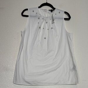 NWT Banana Republic White Sleeveless Top with Pearl Accents
